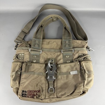 Vintage Y2K George Gina & Lucy GGL 6ix Multipocket Shoulder Bag Taupe Gray
