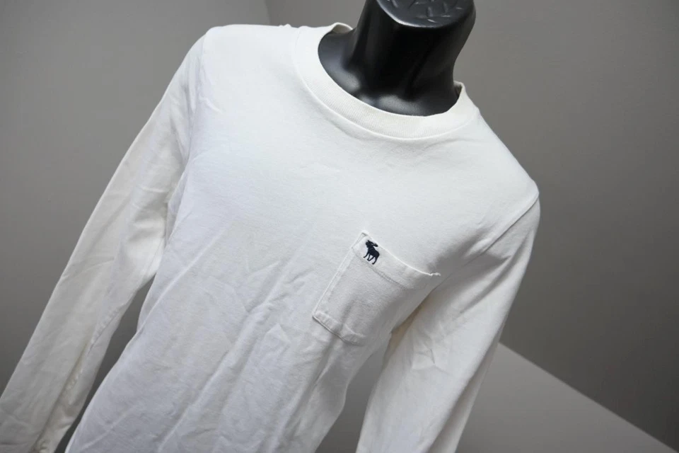 Camiseta Abercrombie & Fitch Ajuste Muscular Manga Larga Blanca Niños Talla 2XL XXL Foto 4 de 4