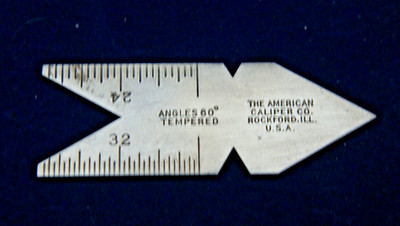 American Caliper Co. Thread Center Gage 60 Degree Machinist Tool, Exc Used Cond