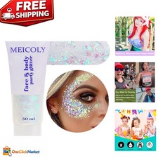 Easy Wash White Body Glitter Gel - 50ml Festival Favorite for Shimmering Looks