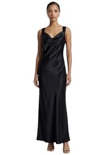 Vera Wang Black Satin Evening Slip Dress Women Large Y2K Minimalist Maxi