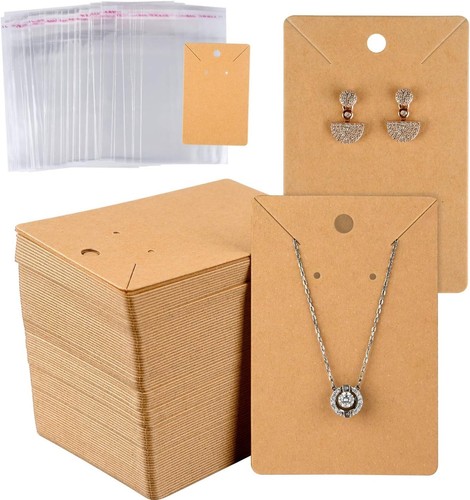 DIY Jewelry Display - 150 Earring Cards with Hanging Design & Self-Adhesive Bags