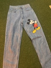 VINTAGE Disney Mickey Unlimited Jeans Womens Blue Denim Straight Graphic Size 7