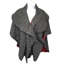 Vintage Wool Blend Silk Lined Cape Shawl  Han...