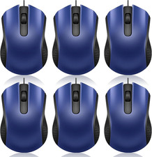 6 Pcs Wired USB Computer Mouse Bulk 3 Button Corded Wired Mouse for Laptop Deskt