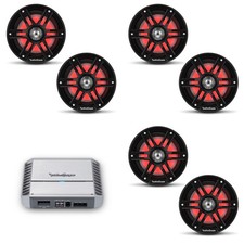 Rockford Fosgate M2 6.5" RGB LED Marine Speakers Black 6 Total  PM400X4 Am...