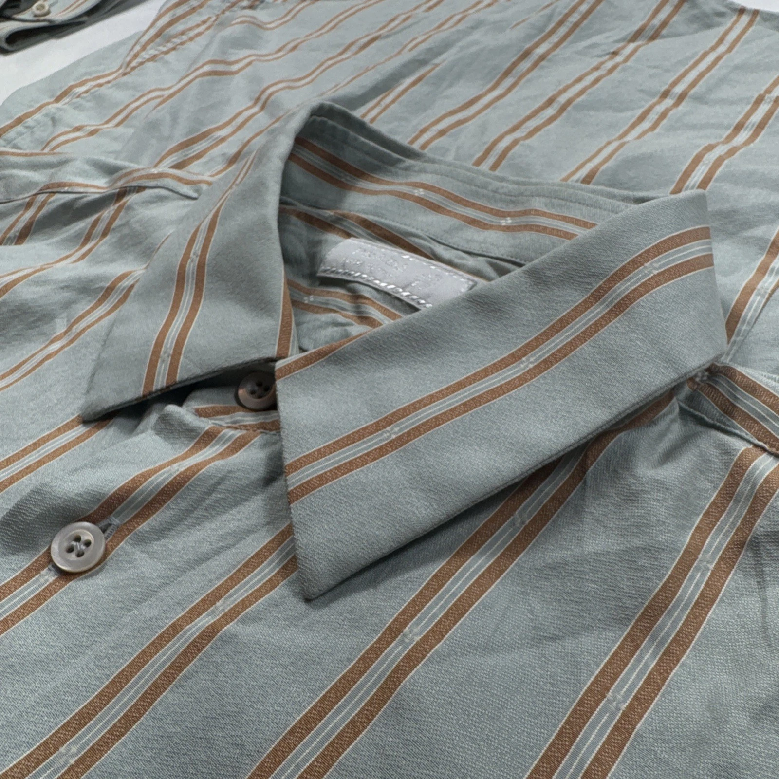 Camicia uomo Prada blu a righe arancioni con bottoni taglia 43 17