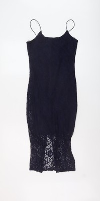New Look Bodycon-Damen blau Polyamid Größe 8 Rundhals Reißverschluss
