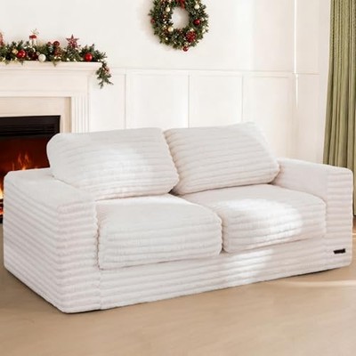  Giant Bean Bag Chair for Adults, Upholstered Loveseat Floor Sofa with Pillows 