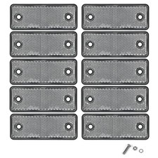 10 Pack White Screw on Rectangular Reflectors, E11 Approval