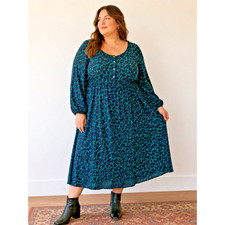 NWT J. Jill Green Black Leopard Print Midi Dress Long Sleeve 2X Jersey Knit