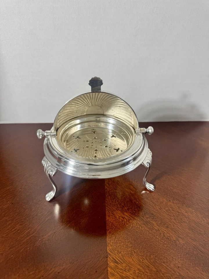 Plato de caviar mantequilla cúpula rodante vintage grande Viners Sheffield England Foto 3 de 4