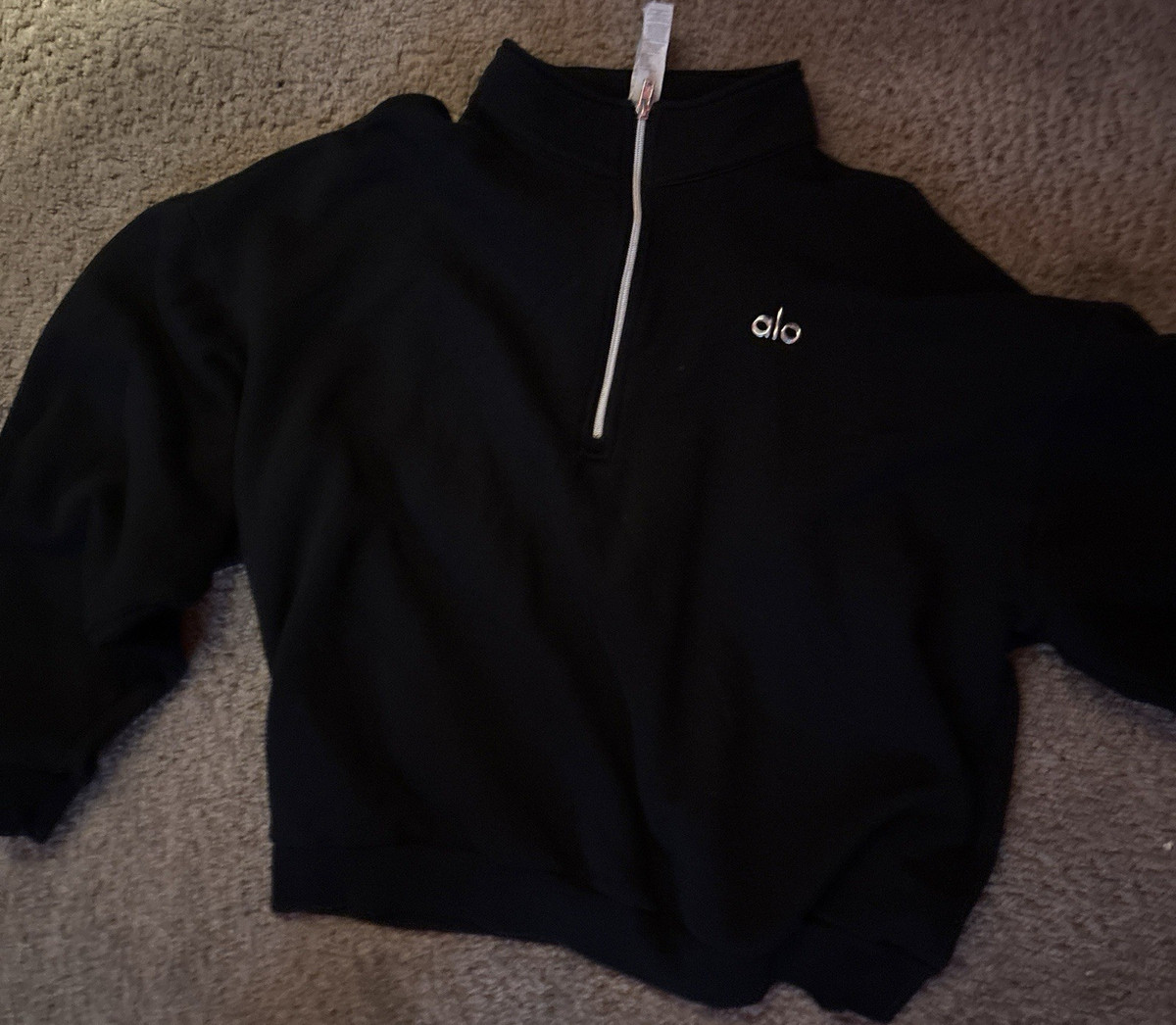 ALO Black 1/2 Zip Mock Neck Pullover Sweatshirt Long Sleeve Men's
