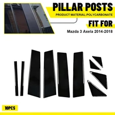 Glossy Black Post Pillar 10Pc Trim Cover Accessories For 2014-2018 Mazda 3 Axela