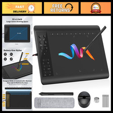 Large 10x6 Graphics Drawing Tablet with 8192 Levels Pen  12 Hot Keys, USB Compa