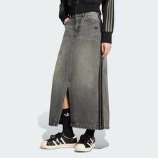 Sz 6 - adidas Originals Women's Adicolor 3-Stripes Denim Pencil Skirt, Grey