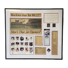 1993 Colorado Rockies Inaugural Game Signed Display Opening Day Ticket & Team