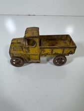 1920s Arcade Stake Bed Truck Cast Iron Yellow 4.5" Vintage Antique Toy Pickup