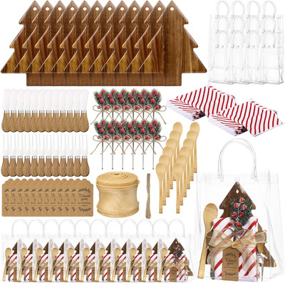 Festive Christmas Kitchen Gift Set: Cheese Board, Utensils & Dish Cloth