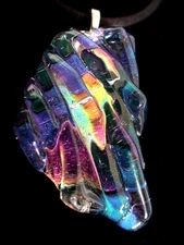 Dichroic Scuptured Fused Glass Pendant / Focal Piece / Handcrafed - TL Gallego 