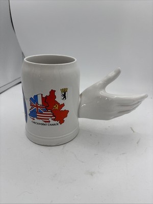 Gerz Checkpoint Charlie Berlin Handshake Beer Mug Stein West Germany D20
