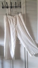 Chico's Womens 3 US size XL 100 Linen White Wide Leg Pull On Draw String Pants