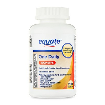 Equate One Daily Women's Multivitamin / Multimineral Supplement, 200 Tablets