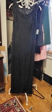 Vintage Laurence Kazar Black Silk Beaded Fitted Sleeveless F/L Gown PM