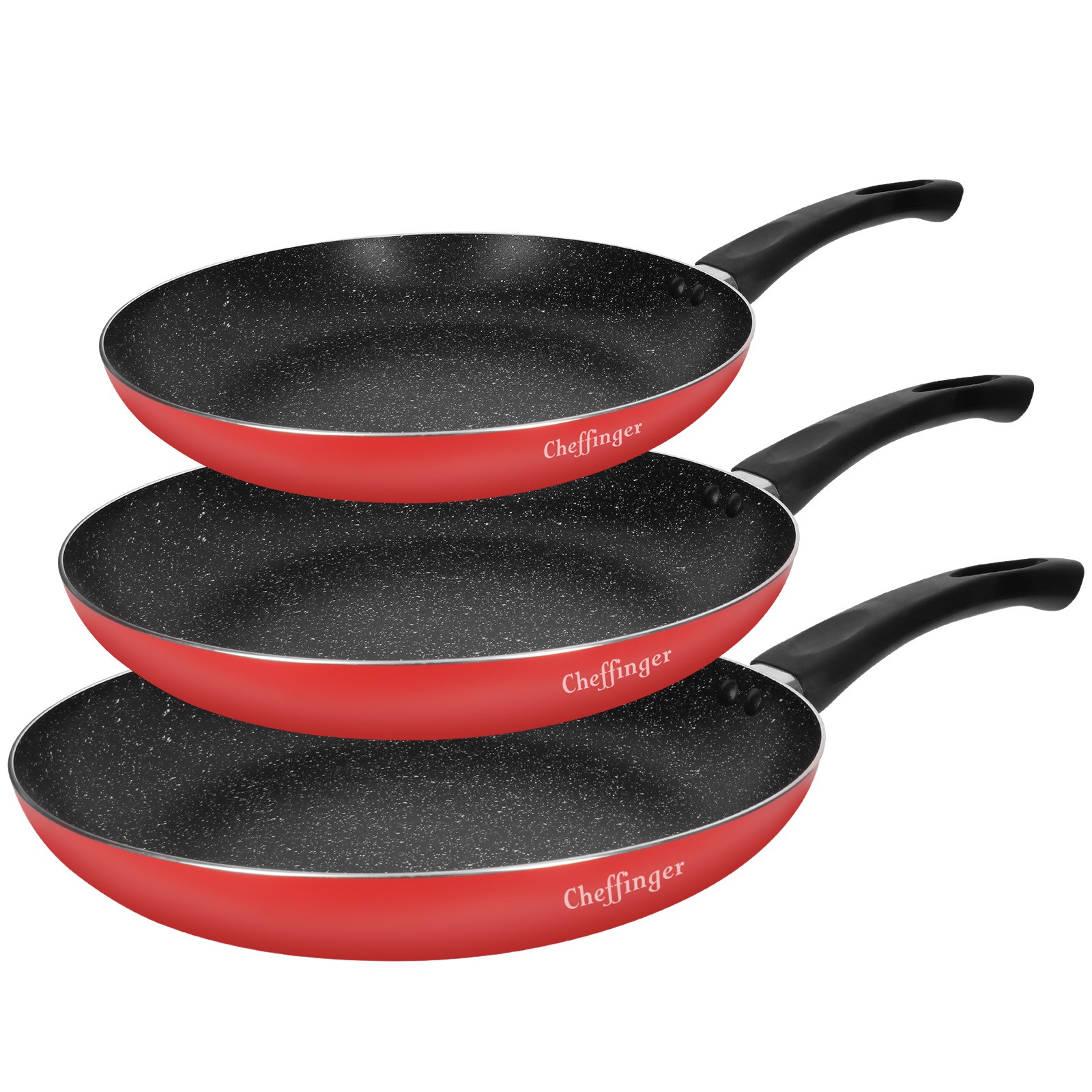 Poeles de cuisson marbre haut de gamme 3 tailles avec manche ergonomique isolant