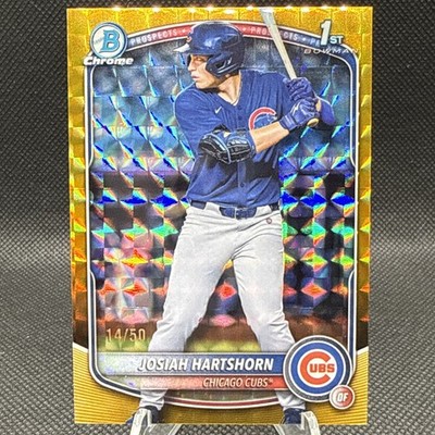 Josiah Hartshorn 2025 1st Bowman Chrome Gold Geometric Refractor /50 Cubs