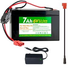 6V 7Ah Li-ion Battery Pack with Charger, Replacement for Kids Ride-On Cars, A...
