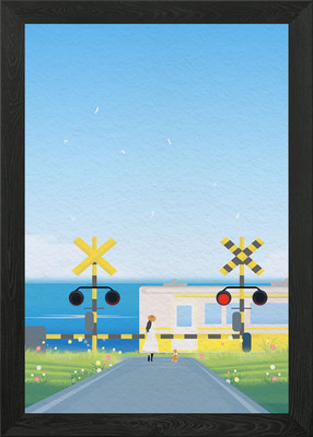 Zugüberfahrt am Strand Gerahmtes Wandbild Poster Leinwanddruck Bild
