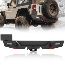Rear Bumper W/ 2" Hitch Receiver & LED Lights For 2007-2018 Jeep Wrangler JK JKU