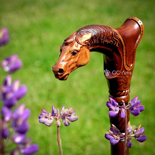 Horse Wooden Walking Cane classic accessory for men women ORIGINAL GC-Artis - Picture 7 of 16