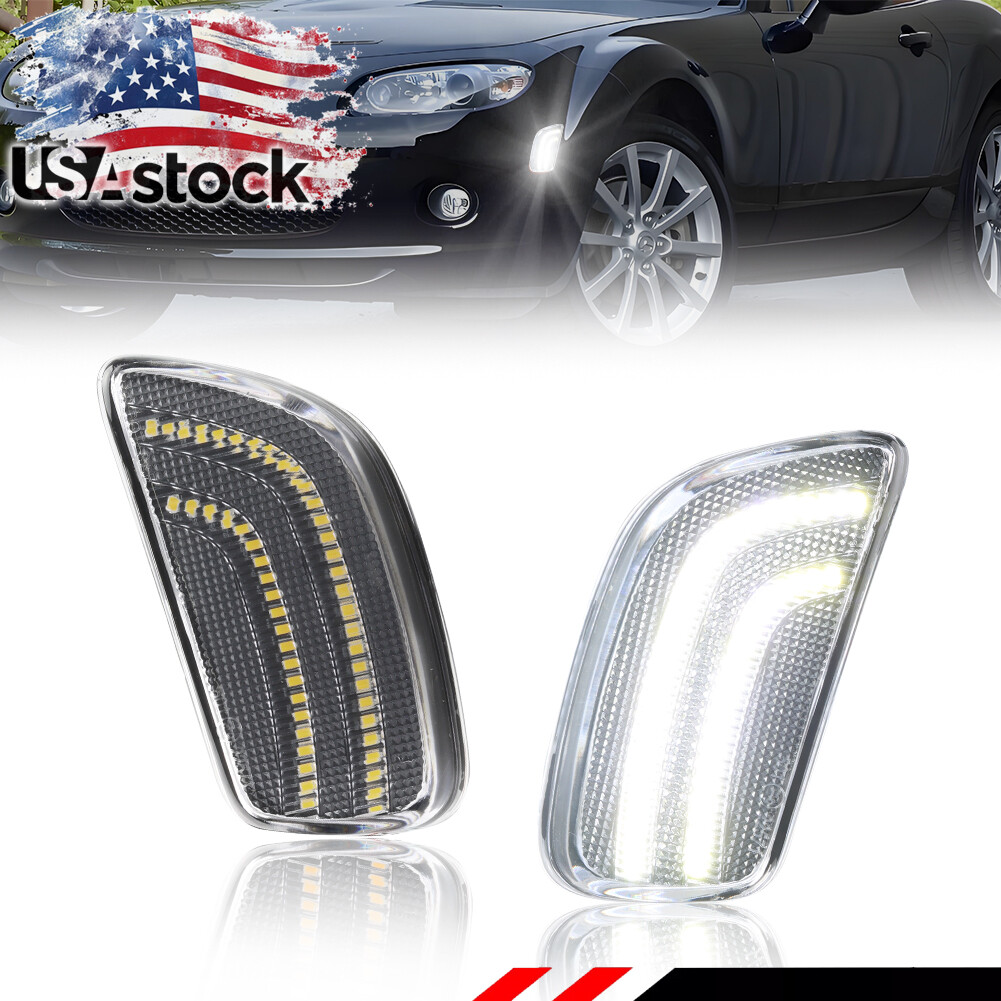 2006-2008 Mazda MX-5 Miata 2X Clear White LED Bumper Side Marker Lights