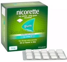 Nicorette Icy White 2mg Gum Pack of 210 pieces in Pack 1 2 3 6 12 Expiry 2027