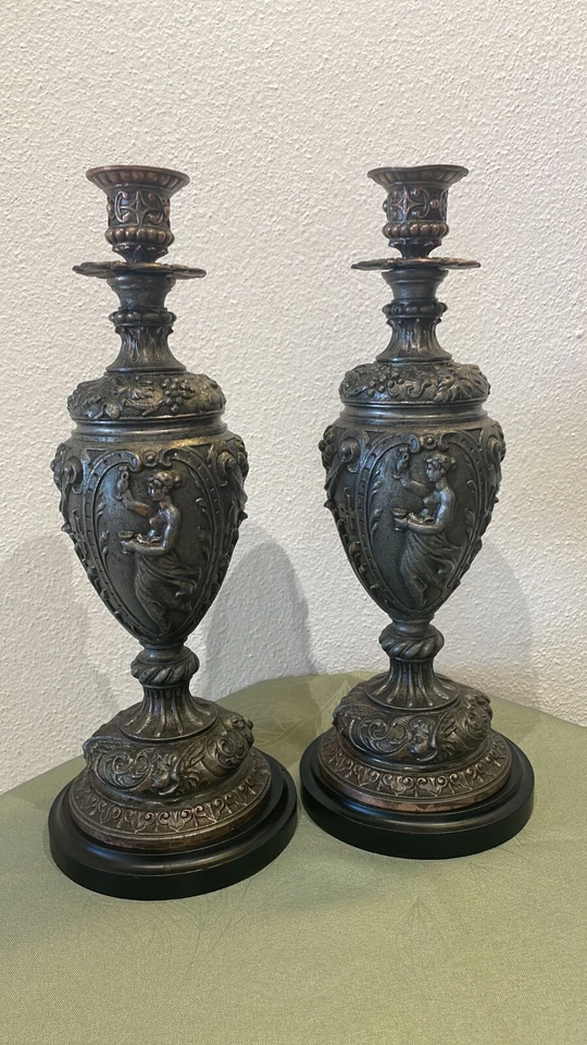 COPPIA DI LUMI LAMPADE CANDELABRI FRANCESI IN ANTIMONIO INIZIO 1900 - Immagine 2 di 4