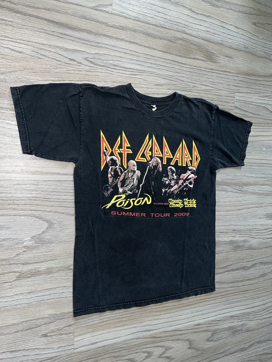 Vintage Def Leppard Poison Cheap Trick 2009 Rock Tour Band Tee T