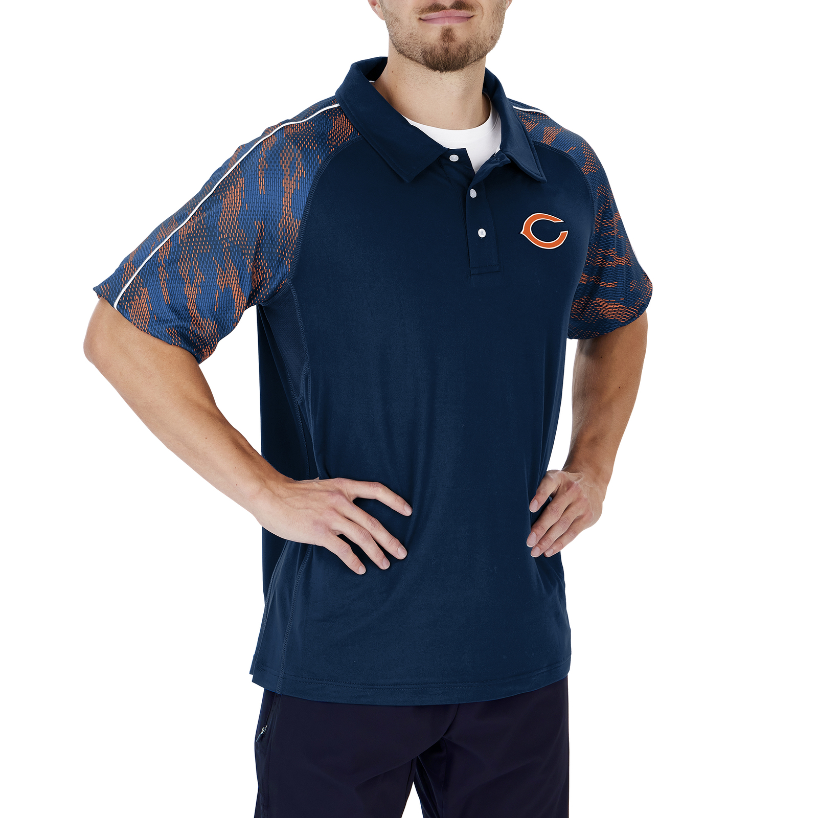 Мужское поло Zubaz NFL Chicago Bears Elevatured Field Polo с принтом Viper