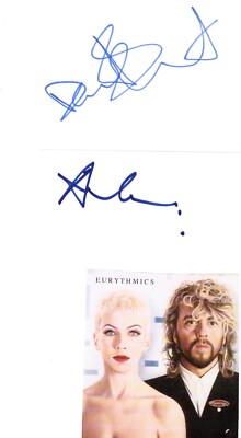 Annie Lennox and Dave Stewart signed cards!  The Eurythmics!