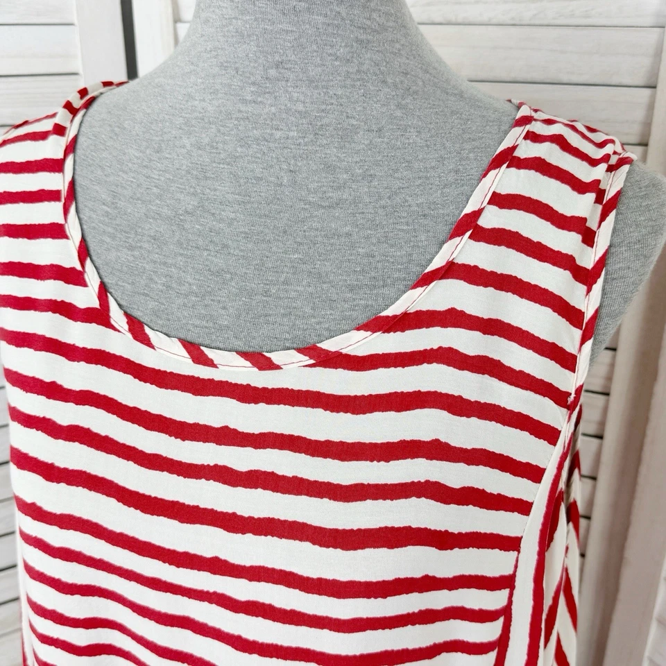 India Boutique Funda de Natación Mujer Talla Única Rojo Blanco Rayas Vestido de Playa Sin Mangas Foto 4 de 4