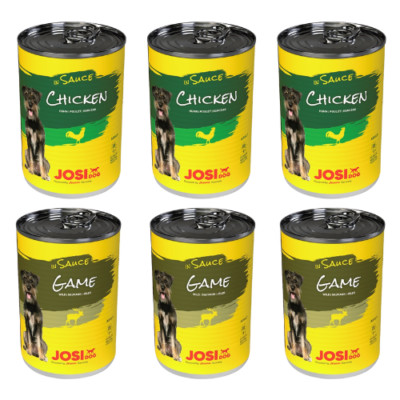 6x415g JOSERA JosiDog Nassfutter MIX Huhn und Wildfleisch in Soße adulte Hunde