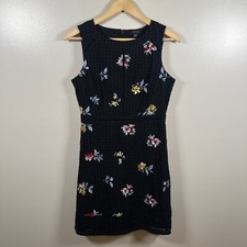 Ann Taylor Eyelet Floral Sheath Dress Size 6 Black Work Office Career Church