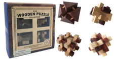 Zummy 4 in 1 Wooden Puzzle Brain Teaser 4 Pack