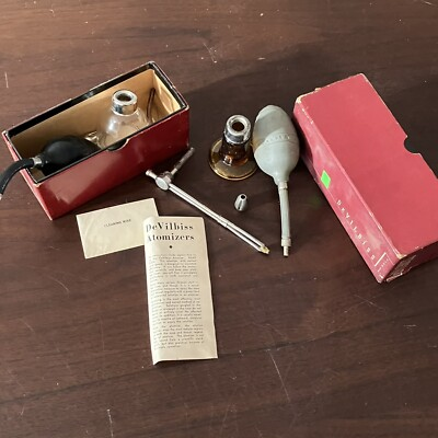 #ad Lot Of 2 DeVilbiss Glass Atomizer No. 12 amp; No. 15 with attachments amp; box perfume $16.80