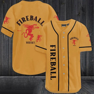 Yellow Fireball Whiskey Baseball Jersey
