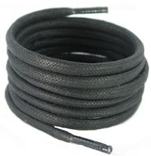 180 cm long 6 mm round waxed Cotton Black Boot laces