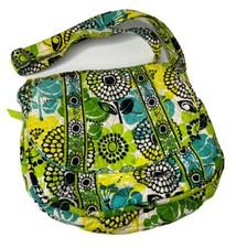Vera Bradley In Limes Up Green Floral Quilted Cotton Crossbody Shoulder Bag