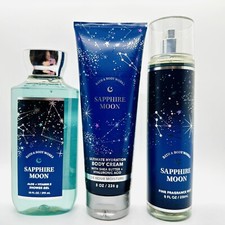 3/PCS BATH BODY WORKS SAPPHIRE MOON FRAGRANCE MIST, BODY CREAM SHOWER GEL