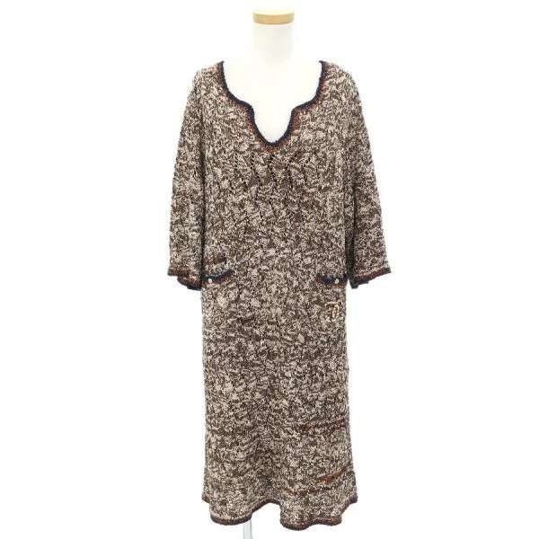 Abito donna CHANEL tweed taglia 46 colore marrone misto originale